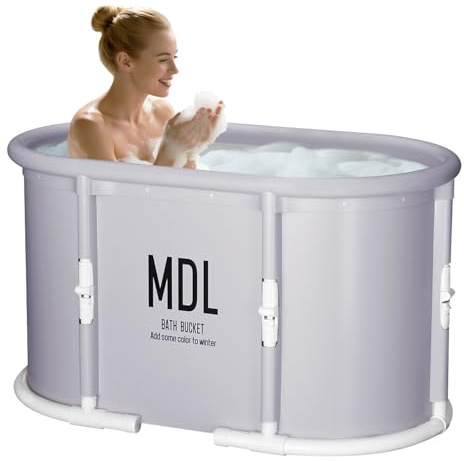 HLCZLUZ Tragbare Badewanne, faltbare Badewanne ohne Installation, freistehende Duschbadewannen mit Kissen, zusammenklappbare Spa-Einweichbadewanne, heiße und eisige Badewanne für drinnen und draußen