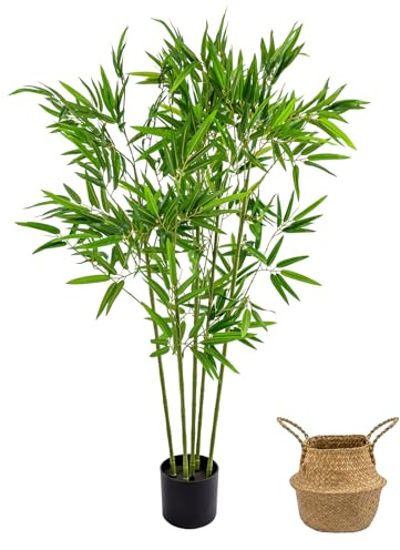 BLUE BAZAAR Artificial Palm Tree Indoor 140cm Faux Areca Plant Black Pot | Large Tropical Green Decor lifelike adjustable fronds maintenance free design adds natural style for office bedroom