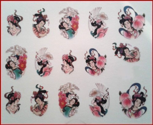 Geisha Oriental Nail Art Stickers Water Transfer Decals