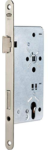 BKS B-00240-05-L-1 HT-Einsteckschloß 0024 PZW, 65/92/10 mm,Stulp 20 mm abger, silber lack, Din LS00240590