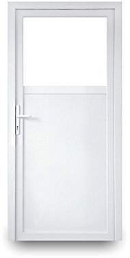 Nebeneingangstür mit Drückergarnitur - weiß - 90 x 200 cm - Innenöffnend - DIN Links - 2-fach-Verglasung - verschiedene Maße