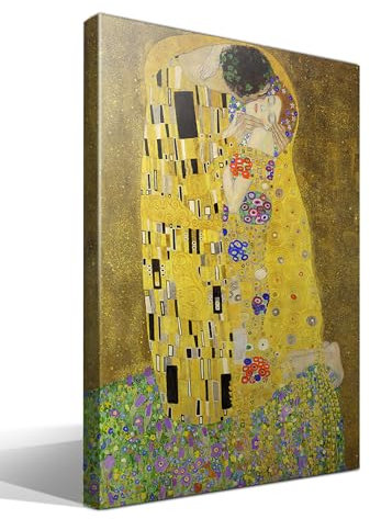 cuadrosfamosos.es | Cuadro | Canvas | Wall Art | El Beso de Gustav Klimt | Impresión Giclée sobre lienzo de algodón 100% | Bastidor de 3cm | 70x95cm