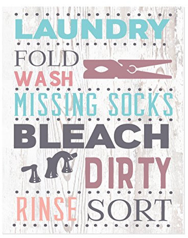 MRC Wood Products Wandschild mit Aufschrift Laundry Wash Fold and Missing Socks, Holz, 30,5 x 15 cm, Weiß