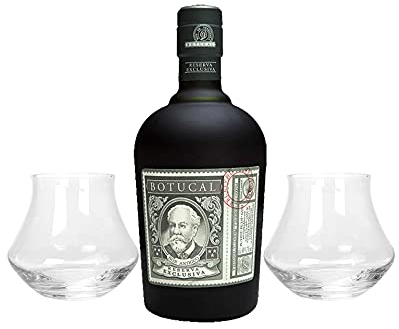 FVLFIL Botucal Reserva Exclusiva Rum mit 2 Botucal Tumbler Gläser 0,70l (40% Vol) Ron de Venezuela Glas Longdrinkglas - Set - [Enthält Sulfite]