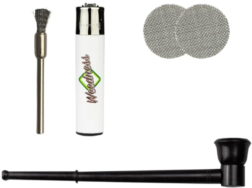 Weedness Gandalf-Pfeife in Schwarz 20 cm aus Ebenholz Handgeschnitzt 4-teiliges Set – Holzpfeife Pfeifen-Set Einsteiger Tabakpfeife Holzpfeifchen Smoking Pipe Holz Lange Purpfeife Friedenspfeife