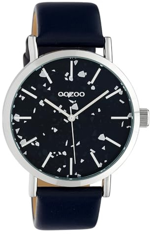 Oozoo Damenuhr Terrazzo Design mit Lederband 40 MM Dunkelblau C10414