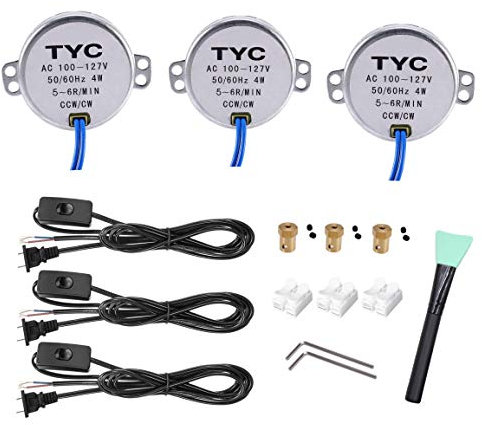 Synchronous Synchron Motor,Turntable Motor,Electric Motor With Lamp Cord For Cup Turner,cuptisserie,Tumbler Cup Rotator with 7mm Flexible Coupling Rotisserie 100-127VAC 50/60 Hz 4W CCW/CW(3PCS 5-6RPM)