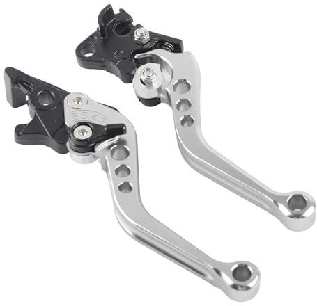 Qiilu Manija de palanca de freno par de 22 mm 7/8 '' CNC Aluminio Moto Embrague Tambor Manija de palanca de freno de tambor (Plata)
