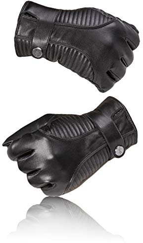 PEARLWOOD Herren Touchscreen Handschuhe Britt I aus Schafleder I Schwarz Größe M