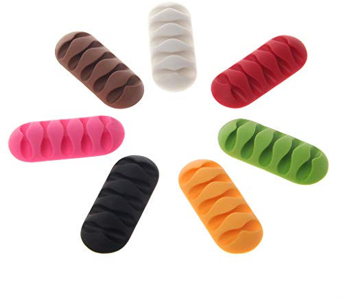 Buwei Cord Management Wire Organizer Wall Desktop Cable Holder USB Charge Aléatoire Couleur