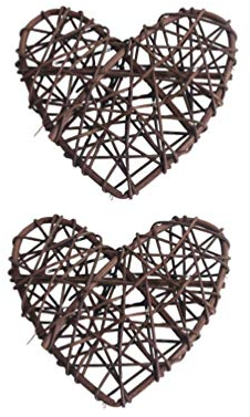 BESPORTBLE 2Pcs Natürliche Weinrebenkränze Unvollendete Herzförmige Rattankränze Girlande für DIY Handwerk Valentinstag Hochzeit Dekoration (25Cm)