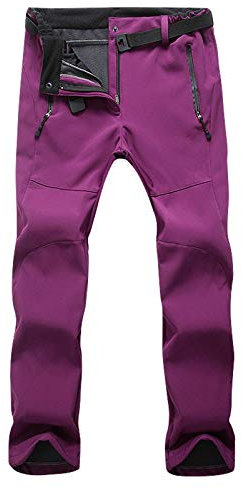 Onsoyours Pantaloni Trekking Donna Invernali Impermeabile Pantaloni da Sci Neve Arrampicata Escursionismo Caldo Pantaloni Softshell Outdoor A Fucsia 3XL