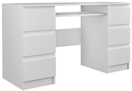 WHATSIZE ENTERPRISE – Kuba – Large 6 Drawer Home Or Office Work Desk, Matt White