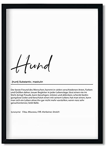 Urhome Kunstdruck Definition Hund ohne Bilderrahmen in DIN A4 - Worterklärung wie im Duden Lexikon Wandbild Wanddeko mit Spruch für Wohnung Familie Freunde Geschenk