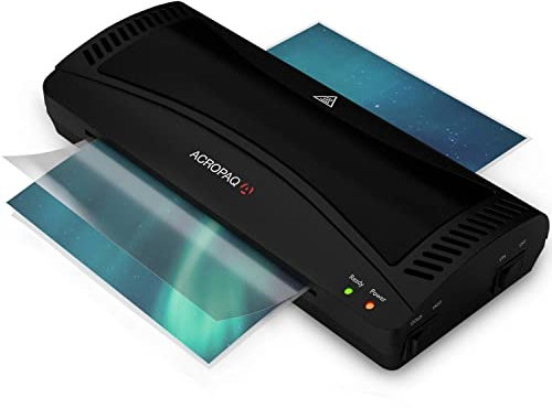 ACROPAQ Laminiergerät A4 - Für Laminierfolien bis A4 (max 23 cm breit), Mit Anti-Stau-Taste, Heiß und Kalt Funktion - Foliergerät, Laminator - Schwarz - AL42