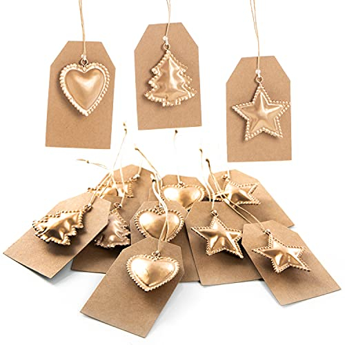 Logbuch-Verlag 12 Namensanhänger Weihnachten für Geschenke Geschenkanhänger 9,5 x 5,5 cm mit gold