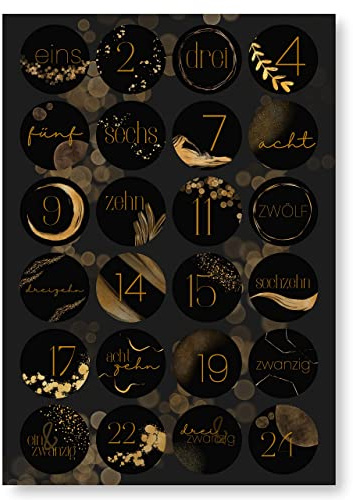 Adventskalender Aufkleber (Zahlen 1-24) - Sticker für Kalender zum selber basteln für Weihnachten - Adventskalenderzahlen Etiketten selbstklebend - Zahlenaufkleber - Nummern für Papiertüten - Rund