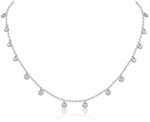 AFSTALR Silber Plättchen Kette Damen Kette 15 Muster Coin Halskette mit Muster Runde Plättchen Kette Länge 40+5cm