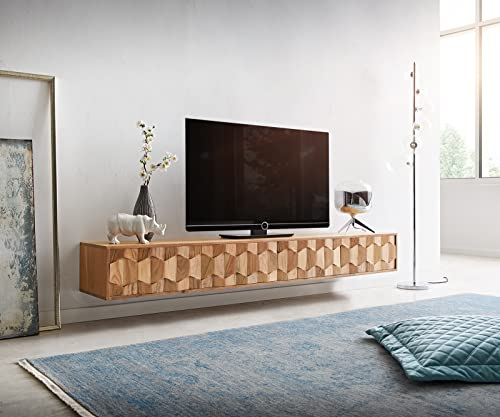DELIFE TV-Board Fevo Akazie Natur 200 cm 4 Türen schwebend Lowboard