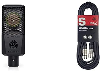 Lewitt LCT 440 PURE XLR condenser microphone for voice, singing, instrument recording, and streaming & Stagg SMC6 6 metre standard microphone cable