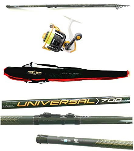 Combo Bolognese Canna 7m Mulinello Filo Fodero Pesca Trota Orata Mare Lago Fiume