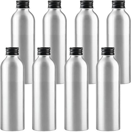 ZEOABSY 8 Pezzi 200 ml Bottiglia in Alluminio Argento con Coperchio in Alluminio Nero per Cosmetico Cosmetico Bagno Hotel la Cucina e il Lozione Corpo Doccia Shampoo Gel Dispenser Viaggio