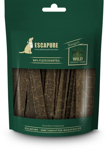 ESCAPURE Stangerl - Hunde Leckerli aus Wildfleisch in Premium Qualität - 98% Muskelfleisch - Protein Trainingssnacks ohne künstliche Zusatzstoffe & Getreide (150g)