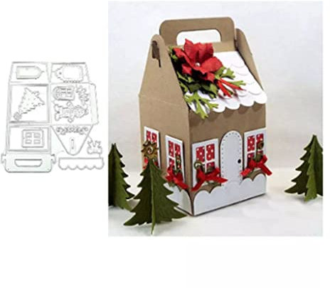 Sredwtk Haus Stanzschablonen Schachteln Weihnachten Stanzschablonen Boxen Metall Schneiden Schablonen für DIY Scrapbooking Album, Schneiden Schablonen Papier Karten Sammelalbum Deko