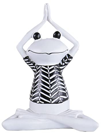 Queemie Abstrakte Meditierende Yoga Frosch Figur Kunst Harz Frösche Statue Lustige Tier Modell Sammlerfiguren für Schlafzimmer Heim Büro Dekoration