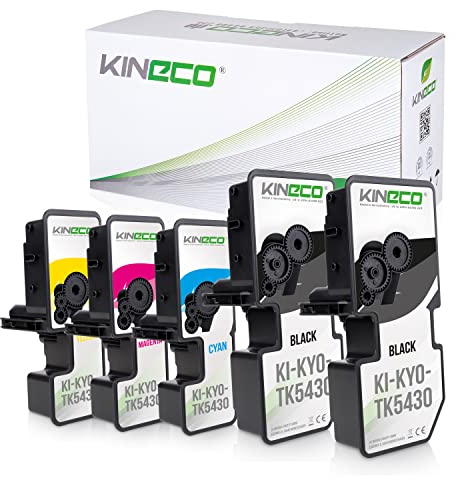Kineco 5 Toner kompatibel mit Kyocera TK-5430 für ECOSYS MA2100 PA2100 MA2100cfx MA2100cwfx PA2100cwx,PA2100cx(5erPack,Schwarz*2,Cyan,Magenta,Yellow)