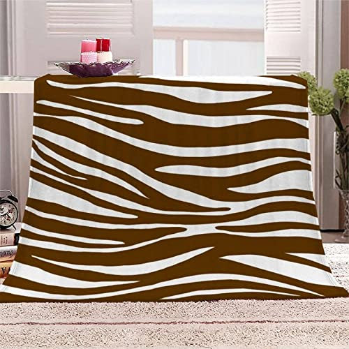 Braun Kuscheldecke Flauschige 180x200, 3D Zebra Fleecedecke Mikrofaser Sanft Flanell Weich Decke Sofaüberwurf Tagesdecke kinderdecke für Bett/Sofa