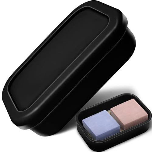 YCROJBK Porte-Savon de Voyage Anti-Fuite en Silicone, Noir, rectangulaire, Portable pour Salle de Bain, Salle de Sport, Camping