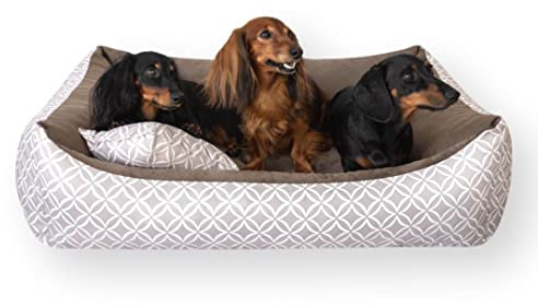 4L Textil OTTO Kuscheliges Hundebett kleine Hunde Braun Katzenbett flauschig Katzenkörbchen Katzensofa Katzenkorb waschbar Hundekorb für Welpen (60x40 cm, Braun)