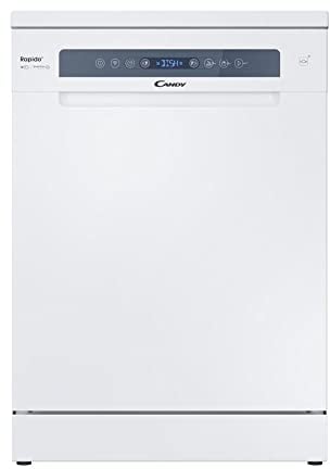 Candy Rapido' CF 4E4F0W, Lavavajillas 60 CM, 14 Servicios, Digital, Wi-Fi, 8 ciclos, Especial 35´, Altura Cesto Superior Ajustable, 44DB, Indicador Sal, Maxi - Ladle, Inicio Diferido 23h, Blanco