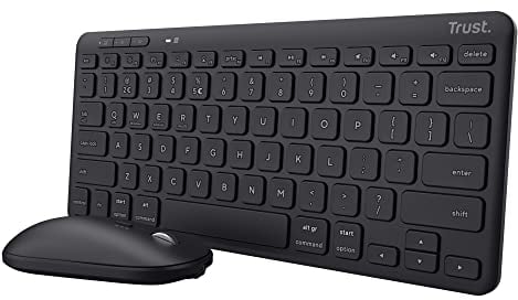 Trust Lyra Set Tastiera e Mouse Wireless Bluetooth, Layout Italiano QWERTY, 84% Plastica Riciclata, Tastiera Ricaricabile Multidispositivo per Laptop, PC, Mac, Tablet, iPad, Android, iOS – Nero