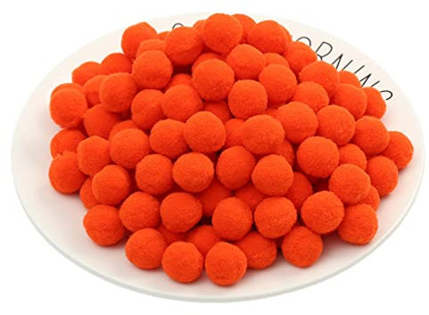 JekyTMP 100 Stück 20mm Pompons Zum Basteln Flauschigen PlüSch BäLle Pom Pom BäLle Bunte Pompom Pompon Bunt Mini Pompons BäLle Flauschigen Craft Pom Poms Bunte Flauschige Pompon (Nr. 15 Orangerot)