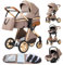 YAZOCO Passeggino Trio, 3 in 1 Carrozzina Multifunzionale Carrozzina Ovetto Pieghevole Set Passeggino Neonato Sedili Parapiedi Zanzariere