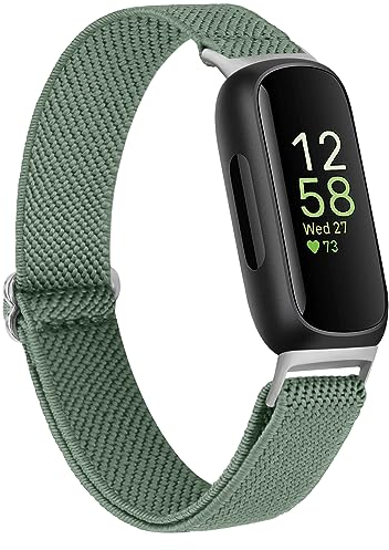 Mugust Nur für Fitbit Inspire 3 Armband Herren Damen, Verstellbares Dehnbares Nylon Ersatzarmband für Fitbit Inspire 3(Grün)