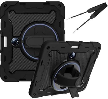 SLLMYYX Schutzhülle für OnePlus Pad/Oppo Pad 2, 29,5 cm (11,6 Zoll), 2023 Release, 360 Grad drehbarer Ständer, Handschulterriemen, stoßfest, Armor Grip Stand Schutzhülle (schwarz)