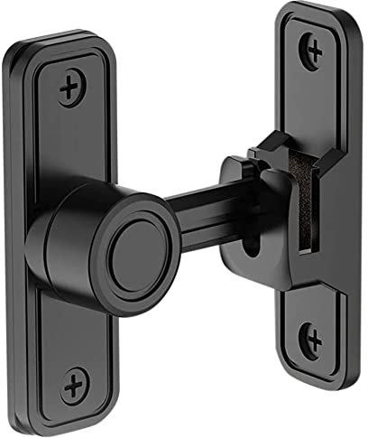 Giyofom Heavy Duty Gate Latches 90 Degree Right Angle Barn Door Lock Anti-Theft Sliding Door Lock Latch for Garden Black
