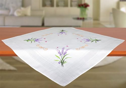 CKM Stickpackung 80 x 80cm Mitteldecke zum Besticken (Lavendel)