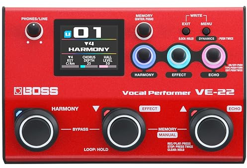 BOSS VE-22 Vocal Performer | Advanced Multi-Effects Processor for Singers | Powerful Harmony & Doubling Functions | Auto Pitch Correction | Ideal for Stage Performance, Recording, Livestreaming & More