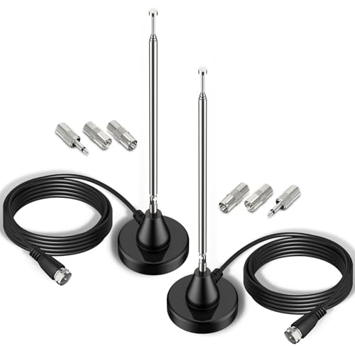 2 Stück Dab Antenne with Verlängerungskabel 3-m,ukw antenne für stereoanlage fm, Digitale Teleskopantenne mit Magnetfuß DAB FM-Stabantenne, für Stereo Radioempfang Empfänge, AV-Empfänger