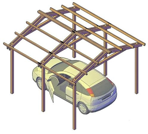 Pergola Carport in legno 400x400 cm, in pino impregnato, Made in Italy