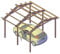 Pergola Carport in legno 400x400 cm, in pino impregnato, Made in Italy