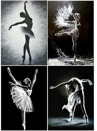 SHEGZHUC 4 Pack Diamond Painting Ballerina 30x40cm Malen nach Zahlen Ballerina Diamond Painting Tanzende Frau Mädchen Diamant Malerei Kunst Stickerei Kreuzstich Bilder Geschenk Wanddekoration