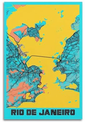 NSNAL Retro-Karten-Poster, Südamerika, Brasilien, Rio de Janeiro, Poster, dekorative Malerei, Leinwand, Wandposter und Kunstdruck, moderne Familienschlafzimmer-Dekoration, Poster, 30 x 45 cm