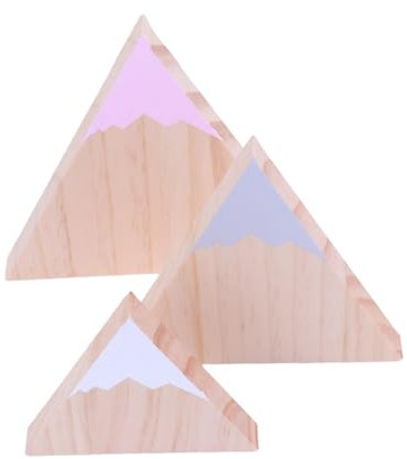 HOOTNEE 3pezzi Ornamenti Legno Triangolari Simulazione Montagne Innevate Per Decorazioni Casa e Ufficio Rosa Bianco