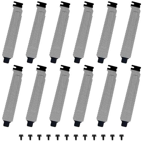 Dsjnf PCI Slot Cover Ventilation Deflector PC Computer Case Cooling Fan PCI Protection Cover PCI Slot Cover Filter Blanking Plate 12pcs