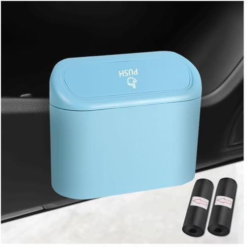 GTLM Auto Mülleimer + 2PCS Müllsack, Innenraum Aufbewahrung für Autositz, Mittelarmlehne, Universeller Automülleimer Mit Deckel, Zubehör (Blau)